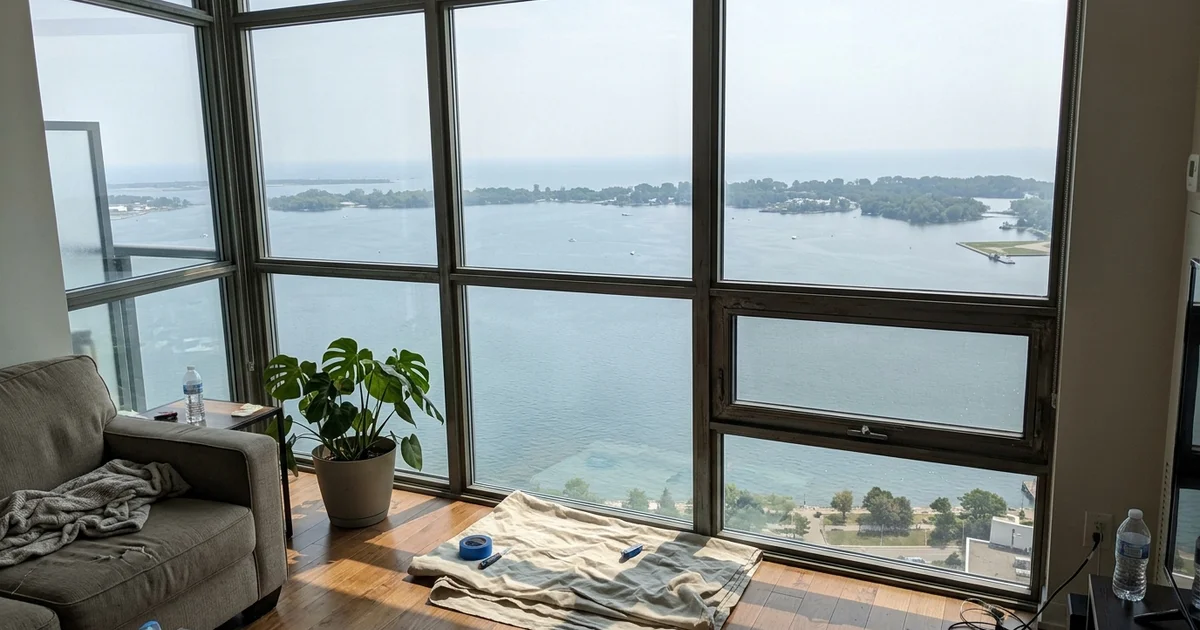 Harbourfront condo suite window with two new spec-matched sealed units