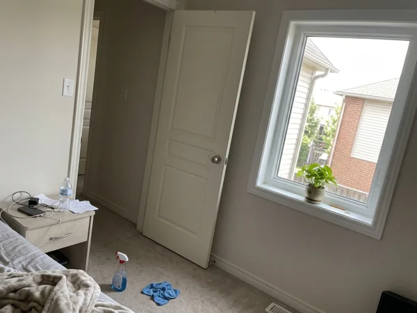 Finished bedroom window repair with new tempered glass in Springdale