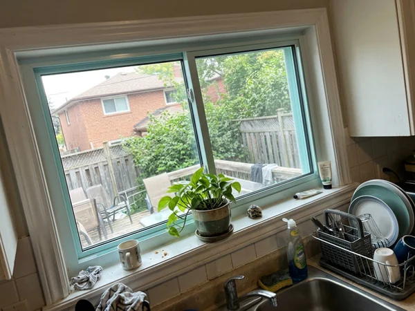 Finished kitchen window with new Low-E double-pane glass