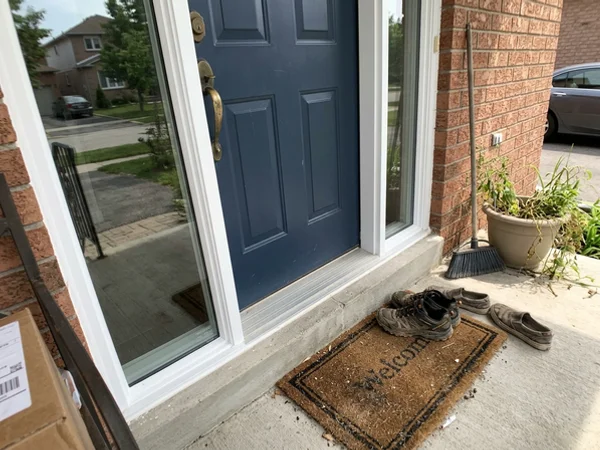 New tempered sidelite next to a front door in Agincourt