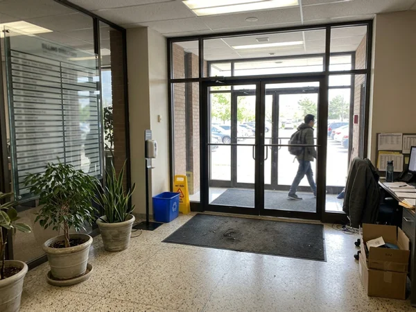 Office lobby double glass doors with sidelites in Etobicoke